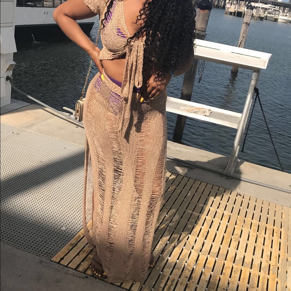 2 piece set! Brown swim suit cover up!